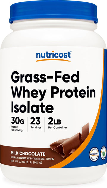 Nutricost Grass-Fed Whey Protein Isolate (Chocolate) 2LBS - Non-GMO, G