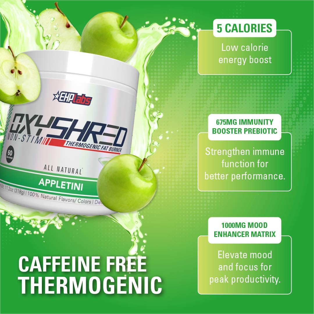 EHPlabs OxyShred Non Stimulant Thermogenic Pre Workout Powder - Stim F