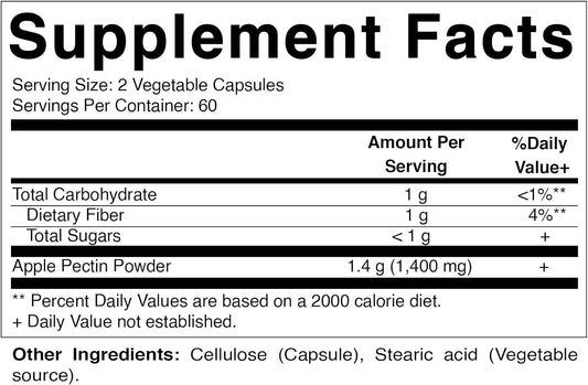 Vitamatic 2 Pack Apple Pectin 700 mg 120 Vegetarian Capsules - Dietary Fiber - Promotes Healthy Intestinal Health