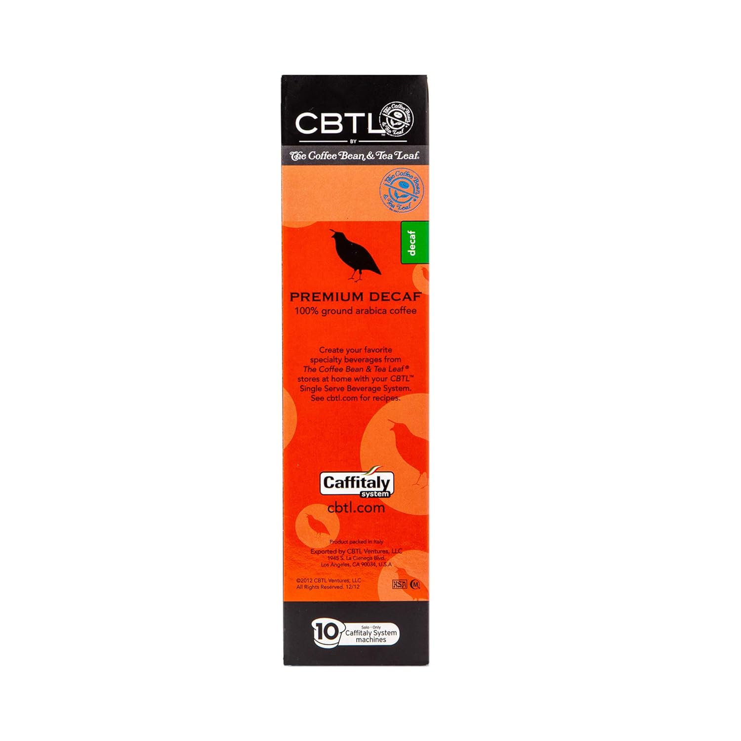 Cbtl Premium Decaf Espresso Capsules By The Coffee Bean & Tea Leaf, 10-Count Box