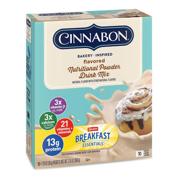 Carnation Breakfast Essentials® Cinnabon® Bakery Inspired Flavored Nutritional Powder Drink Mix, 10 – 1.26 Oz Packets (Pack Of 6)