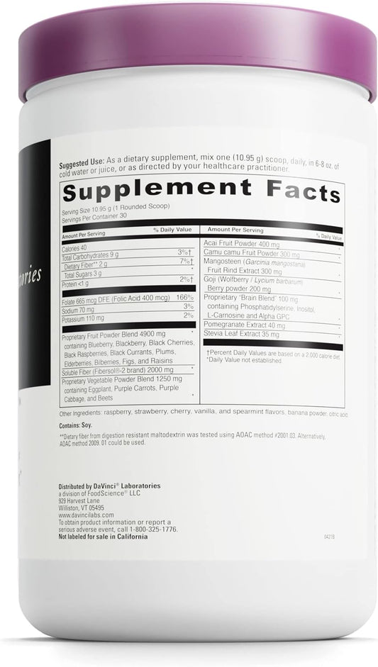 DAVINCI Labs Spectra Purples - Drink Mix Supplement with Antioxidants to Support Healthy Aging, Cognitive Function, Skin and Immune Health - with Protein - Vegetarian - Gluten-Free - 30 Servings