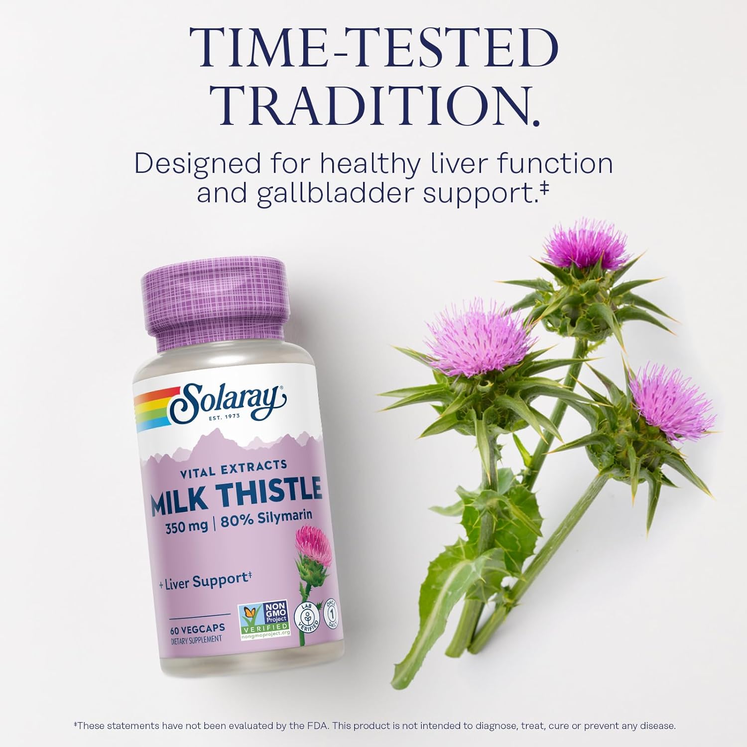 Solaray Ashwagandha And Milk Thistle Supplement Bundle, 18X Absorption Ashwagandha Capsules For Mood Support Plus Milk Thistle Extract, Vegan, 60-Day Guarantee, 30Ct/60Ct