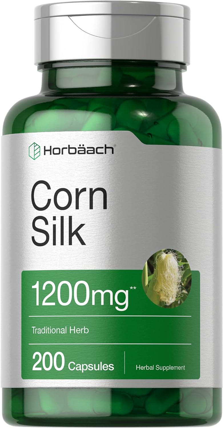 Horbaach Corn Silk Capsules 1200mg | 200 Count | Non-GMO, Gluten Free Extract Supplement
