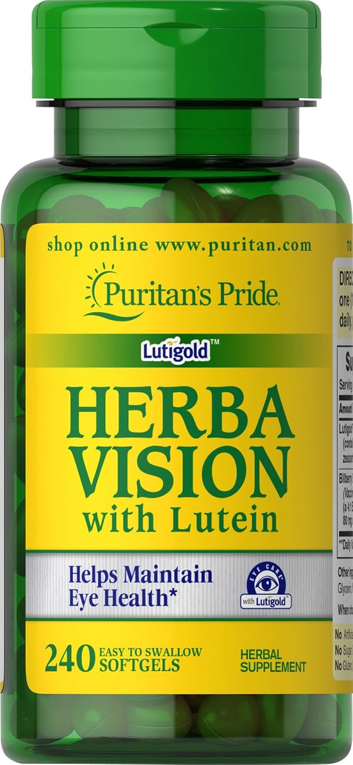 Puritan'S Pride Herbavision With Lutein, Zeaxanthin And Bilberry Contributes To Healthy Vision,240 Softgels By Puritan'S Pride, 240 Count (70925)