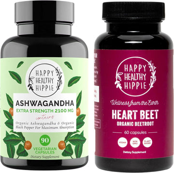 Happy Healthy Hippie Beetroot Capsules & Organic Ashwagandha Stress Support Supplement Capsules