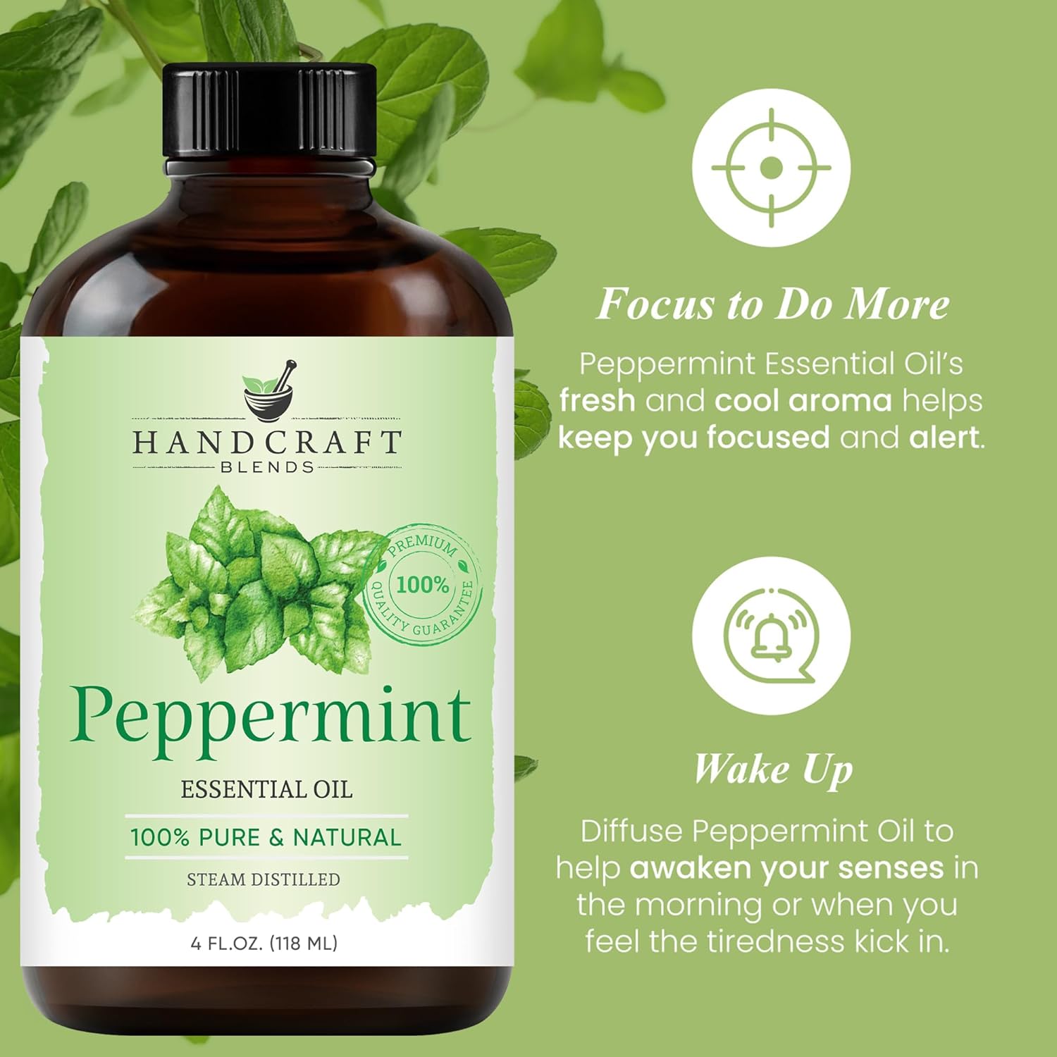 Handcraft Blends Peppermint Essential Oil - Huge 4 Fl Oz - 100% Pure and Natural - Premium Grade with Glass Dropper : Health & Household