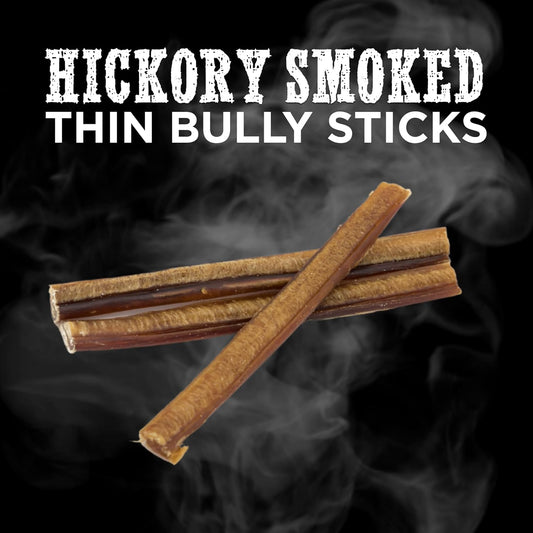 Best Bully Sticks Premium Hickory Smoked 100% Natural Thin 6 Inch Bully Sticks For Dogs - Odor Free With Smoky Aroma - No Additives, Free-Range Grass-Fed Beef, Grain-Free Dog Chews Thin, 24 Pack