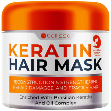 Keratin Hair Mask - Sulfate Free Deep Conditioning Hair Treatment for Dry Damaged Hair with Collagen - Intense Strengthening Moisturizer Split End Repair for Women - Salon Grade Hydrating Conditioner