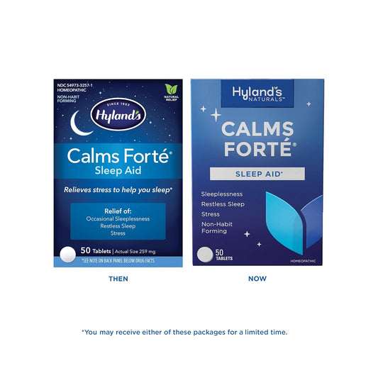 Hyland's Calms Forte' Sleep Aid Tablets, Natural Relief of Nervous Tension and Occasional Sleeplessness, 50 Count