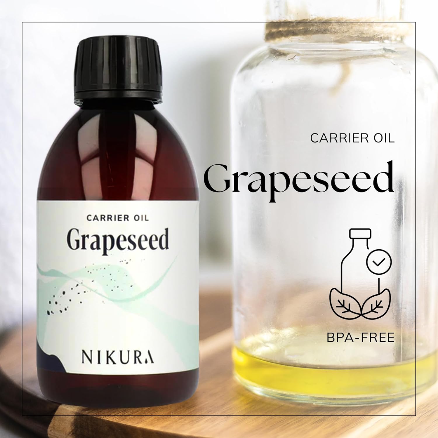 Nikura Grapeseed Oil - 250ml | For Hair Growth, Skin | Great as a Natural Moisturiser, Face, Body Oil, Scalp | For Essential Oils | Natural, Vegan & UK | BPA Free : Amazon.co.uk: Health & Personal Care