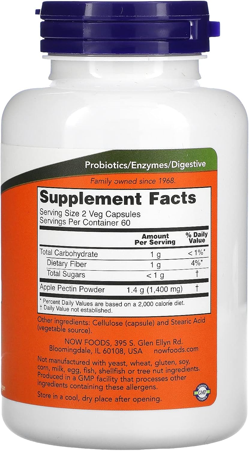 NOW Supplements, Apple Pectin 700 mg, Dietary Fiber, Intestinal Support*, 120 Veg Capsules