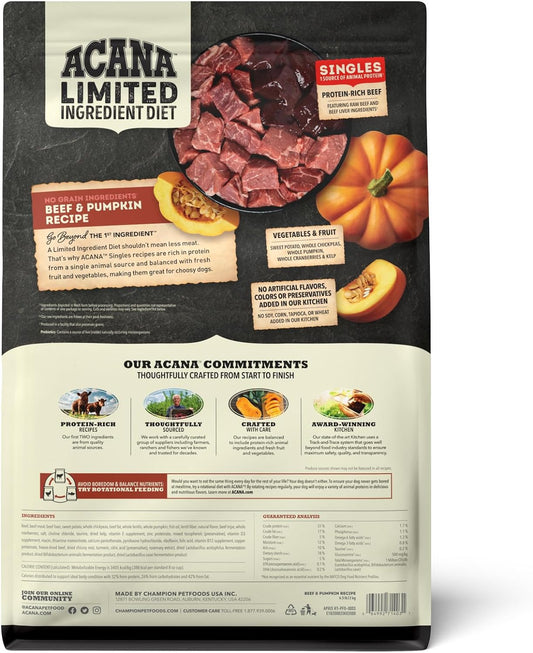 ACANA Singles Limited Ingredient Dry Dog Food, Beef & Pumpkin Recipe, Grain Free Beef Dry Dog Food, 4.5lb