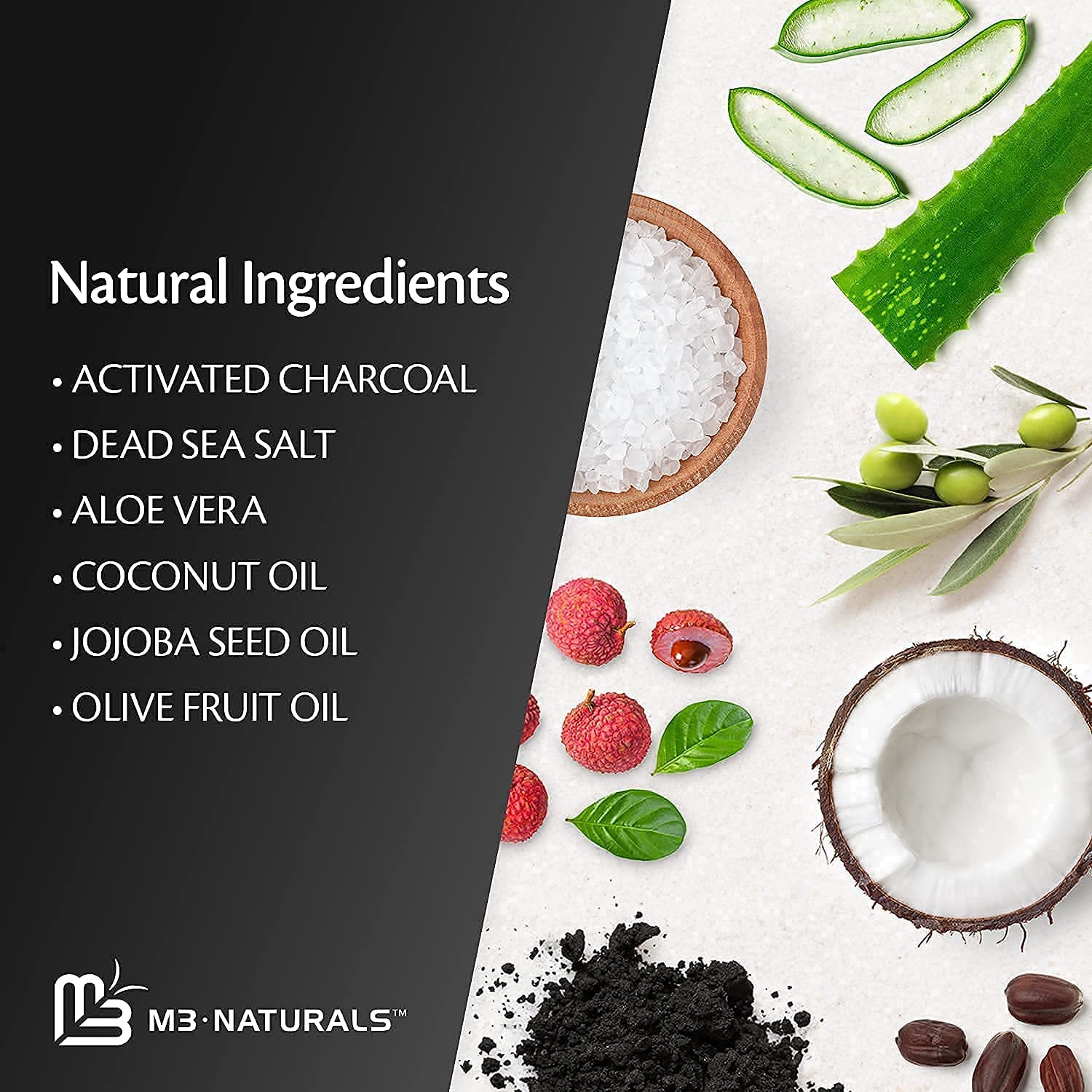 M3 Naturals Charcoal Body Scrub with Infused Lip Balm Bundle : Beauty & Personal Care