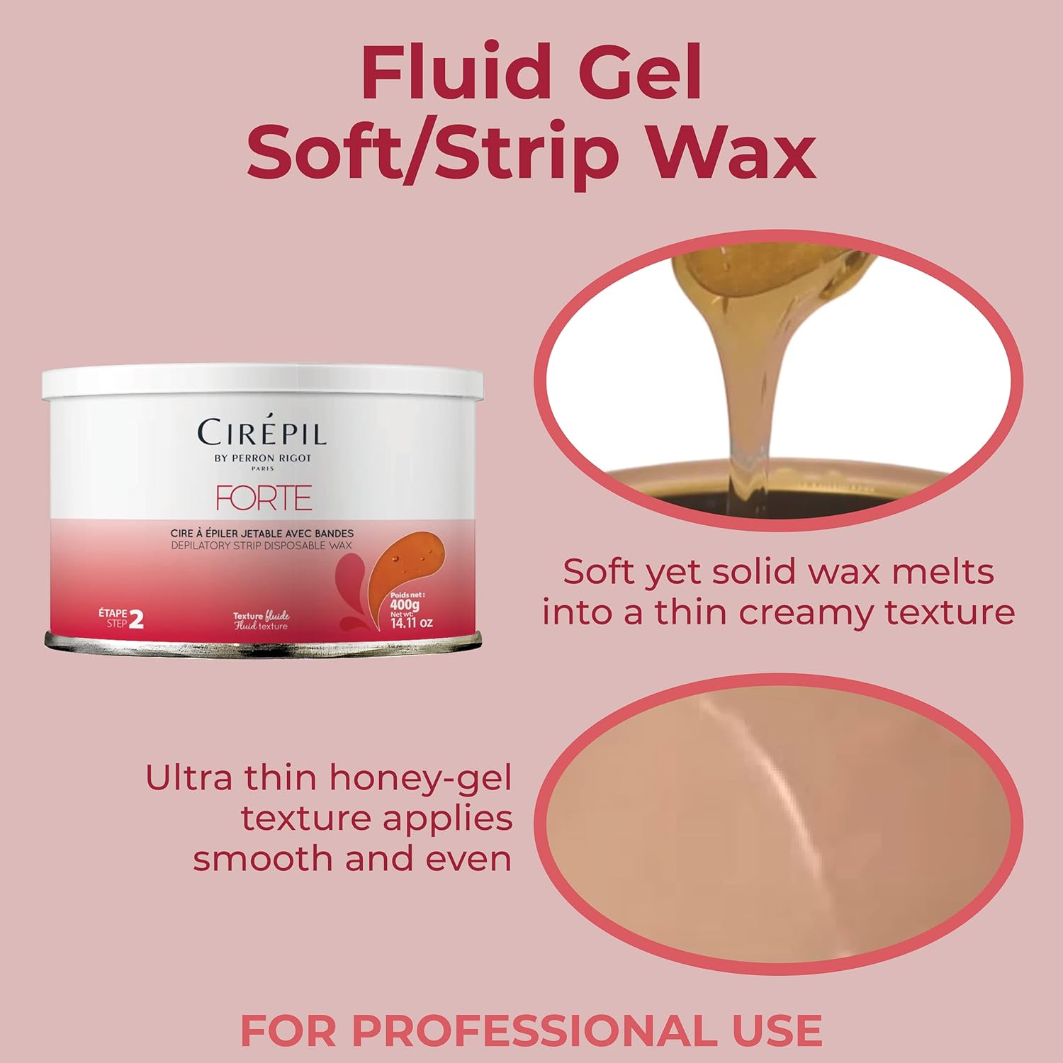 Cirepil - Forte - 400G / 14.11 Oz Wax Tin - Unscented - Honey Texture - Perfect For Large Areas - Best For Short, Coarse & Stubborn Hair - Strips Needed : Hair Waxing Tools : Beauty & Personal Care