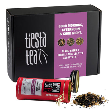 Tiesta Tea - Loose Leaf Tea Tin Gift Box | High To Non Caffeinated Tea Variety Pack | Make Hot & Iced Tea | 3 Tins Of Assorted Tea Blends - Passion Berry Jolt, Fruity Paradise And Lavender Chamomile