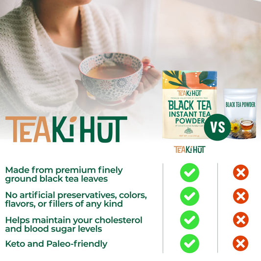 Teaki Hut Instant Black Tea Powder, 4 Oz, Black Tea Powder, Powdered Black Tea For Hot And Cold Beverages, Refreshing Instant Tea Powder, Unsweetened Tea Powder, 113 Servings