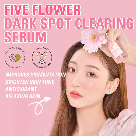 Milk Touch 5 Flower Dark Spot Correcting Serum W/Vitamin C & 5 Flower Extracts | Face Hydrating Moisturizer Serum For All Skin Types 1.35 Fl Oz