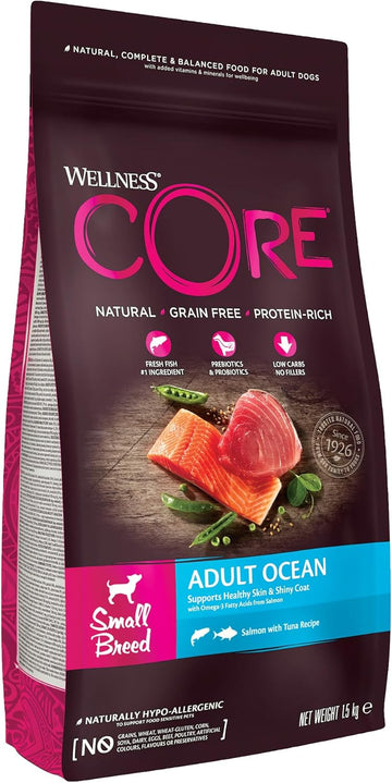 Wellness CORE Small Breed Adult Ocean, Dry Dog Food for Small Breed, Grain Free Dog Food for Small Dogs, High Fish Content, Salmon & Tuna, 1.5 kg?10739