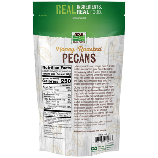 Now Foods, Honey-Roasted Pecans, Flavor Sensations, Sweet And Crunchy Pecans Fused With Caramelized Honey, 8-Ounce (Packaging May Vary)