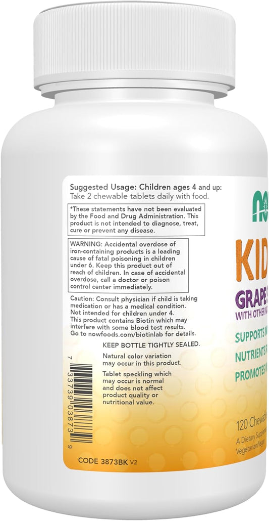 Now Kids Supplements, Kid Vits Multivitamin, Grape Flavor, 120 Chewable Tablets