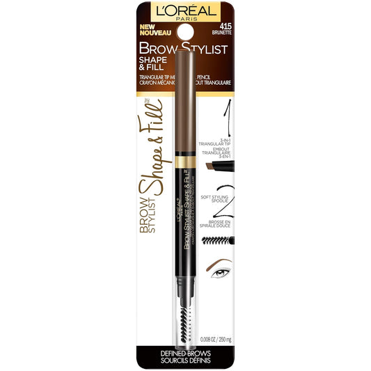 L'Oreal Paris Brow Stylist Shape & Fill Mechanical Eye Brow Makeup Pencil, Brunette, 0.008 Oz