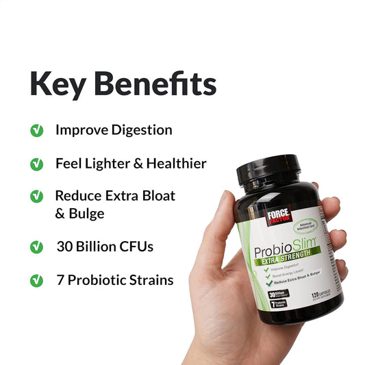 Force Factor Probioslim Extra Strength Probiotic Supplement For Women And Men With 30 Billion Cfus And Green Tea Extract For Gut Health Support, Bloating And Gas Relief, 120 Count (Pack Of 3)