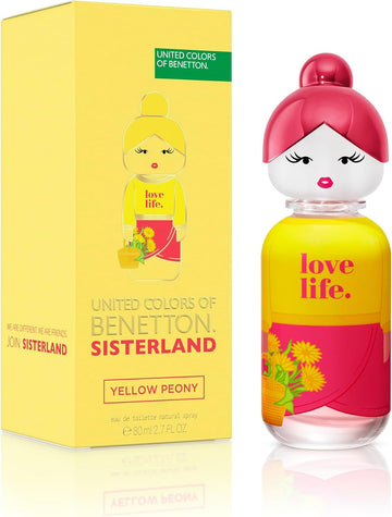 United Colors Of Benetton - Sisterland Yellow Peony, Eau De Toilette For Women - Long Lasting - Fresh, Modern And Young Fragance - Floral And Fruity Notes - Ideal For Day Wear - 80 Ml