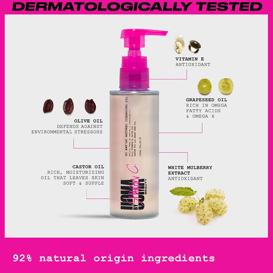 Uoma Cleansing Oil By Sharon C - Go Awf Au Naturel Cleansing Oil. Face Wash & Make Up Remover For All Skin Types, Hydrating Oil Cleanser With Natural Oils & Vitamin E. Vegan Skincare 150Ml