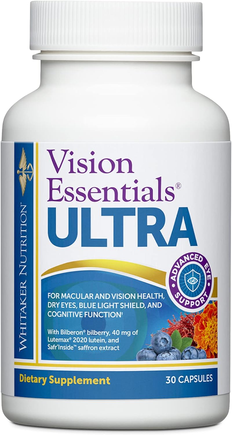 Dr. Whitaker's Vision Essentials Ultra with Lutein | Comprehensive Support with Just One Daily Pill for Macula & Retina Health, Eye Strain, Ocular Pressure, Digital Eye Fatigue, Mood Support and More