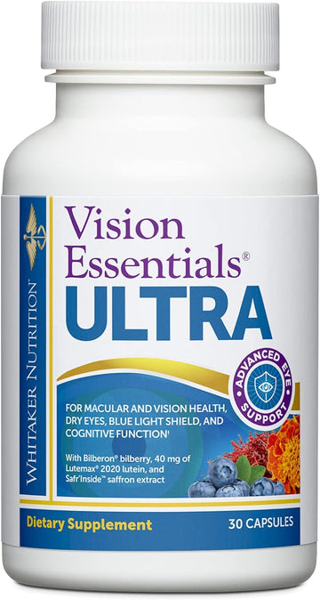 Dr. Whitaker's Vision Essentials Ultra with Lutein | Comprehensive Support with Just One Daily Pill for Macula & Retina Health, Eye Strain, Ocular Pressure, Digital Eye Fatigue, Mood Support and More