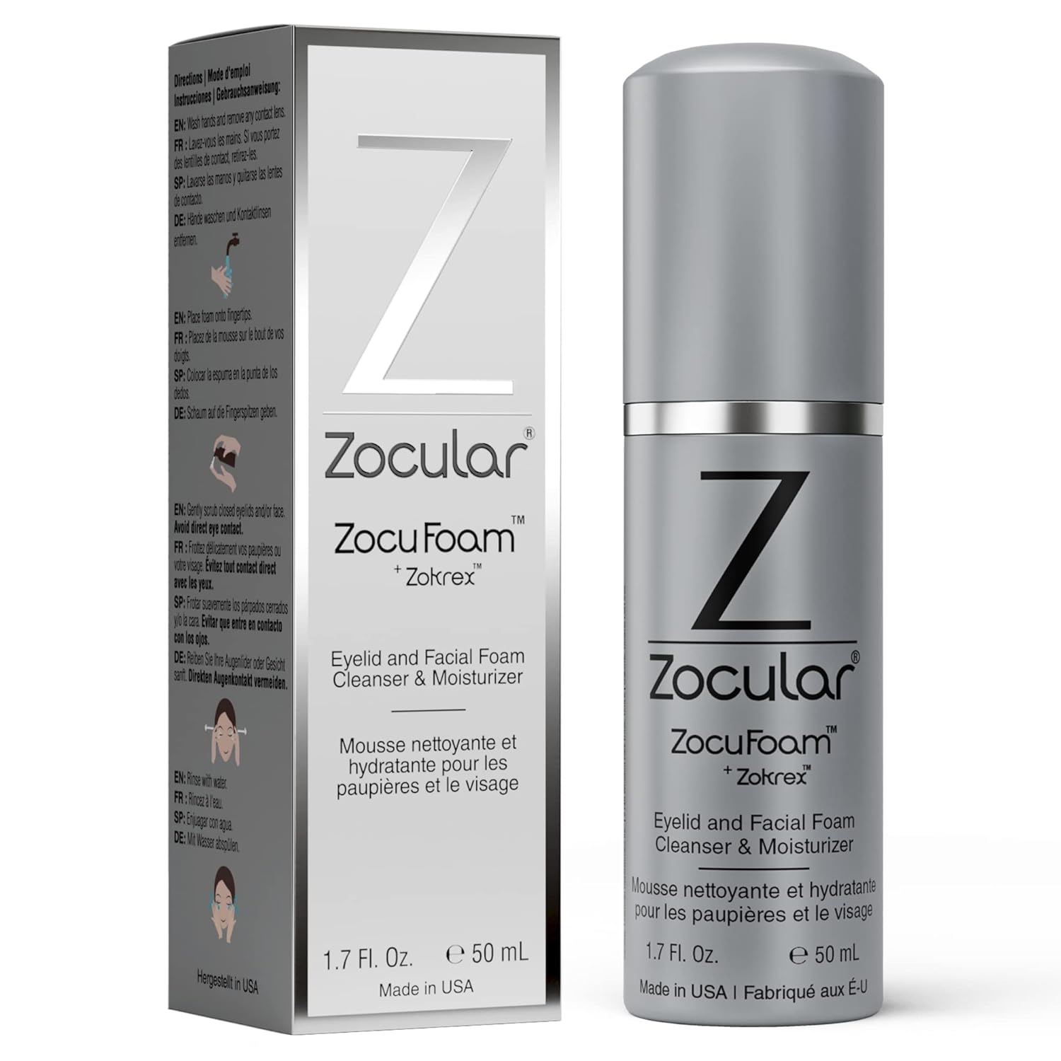 Zocuzap Facial Wipes, 30 Count + Zocular Zocufoam Eyelid Cleanser Bundle