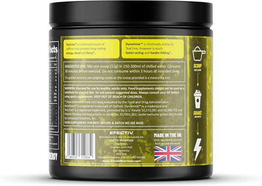 Efectiv The Edge - Pre Workout Powder 300G - Lemon Sherbet - Low Calorie Formula With Caffeine, Beta Alanine & Vitamin B12 - Suitable For Vegans - Improved Energy, Mood & Focus (25 Servings)