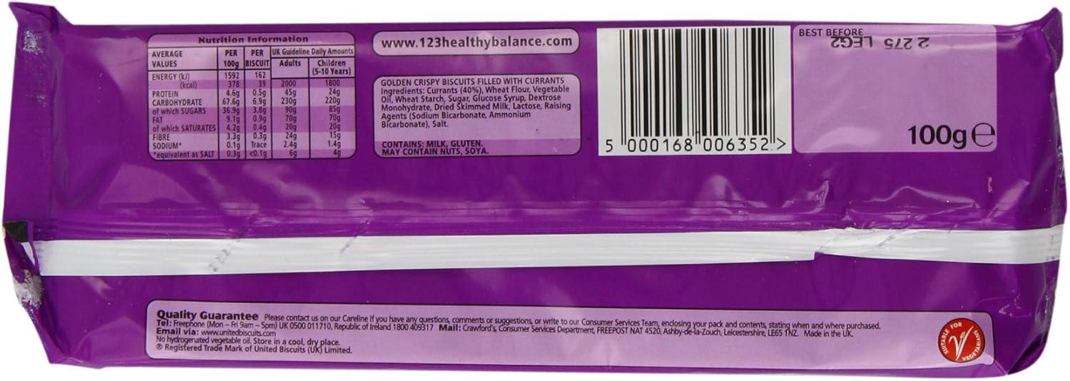 Crawfords Garibaldi Biscuits 100 g (Pack of 12) : Amazon.co.uk: Grocery