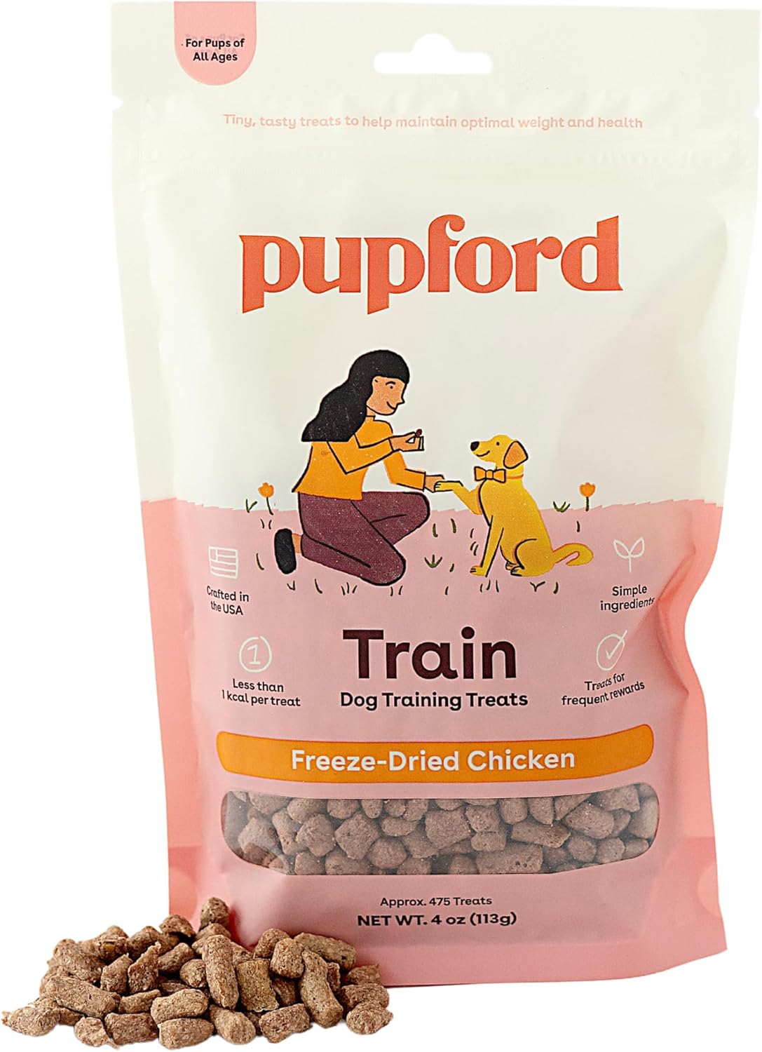 Pupford Freeze Dried Training Treats For Dogs & Puppies, 475+ Two Ingredient Bites (Chicken, 4 Oz)