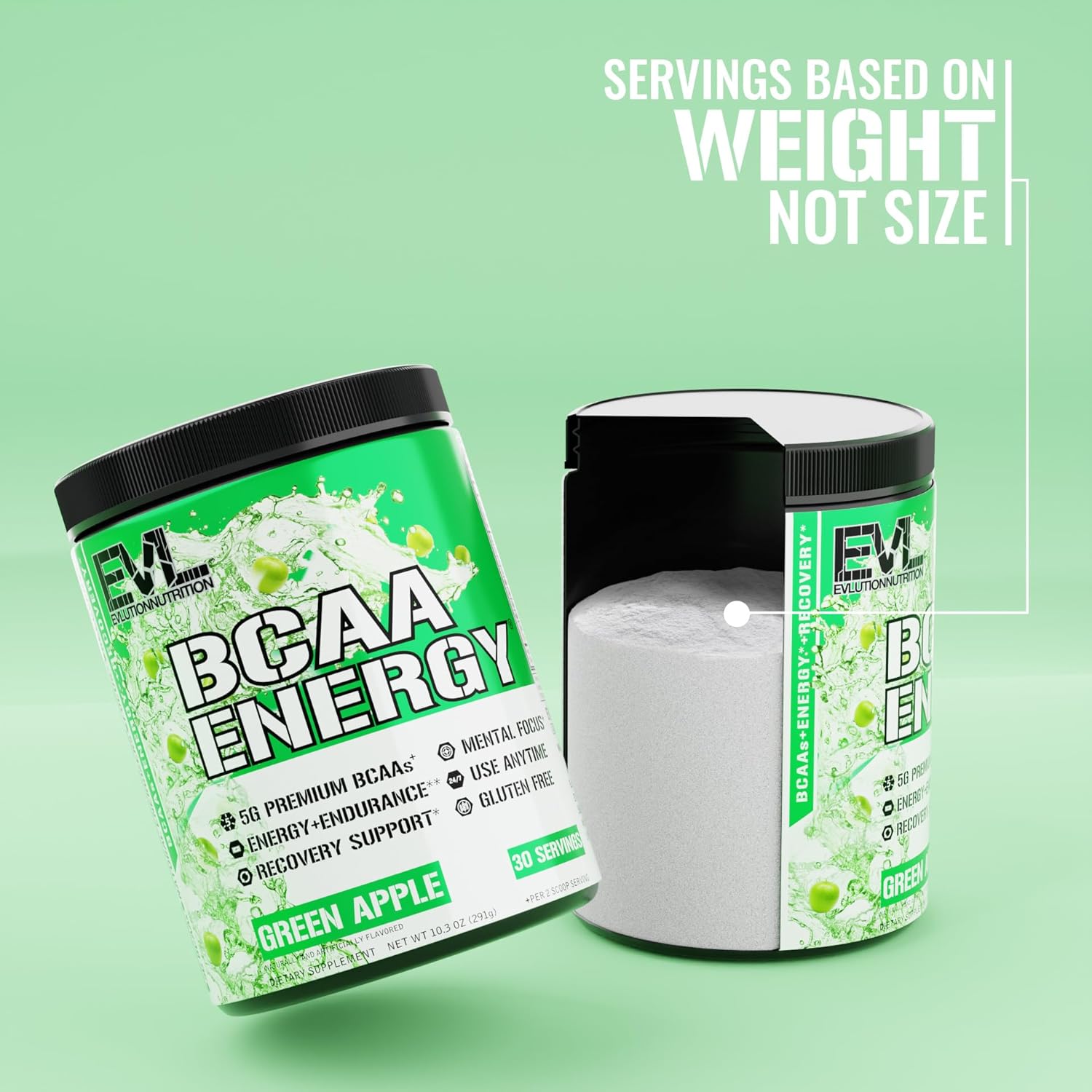 Evl Bcaas Amino Acids Powder - Rehydrating Bcaa Powder Post Workout Recovery Drink With Natural Caffeine - Bcaa Energy Pre Workout Powder For Muscle Recovery Lean Growth And Endurance - Green Apple : Health & Household