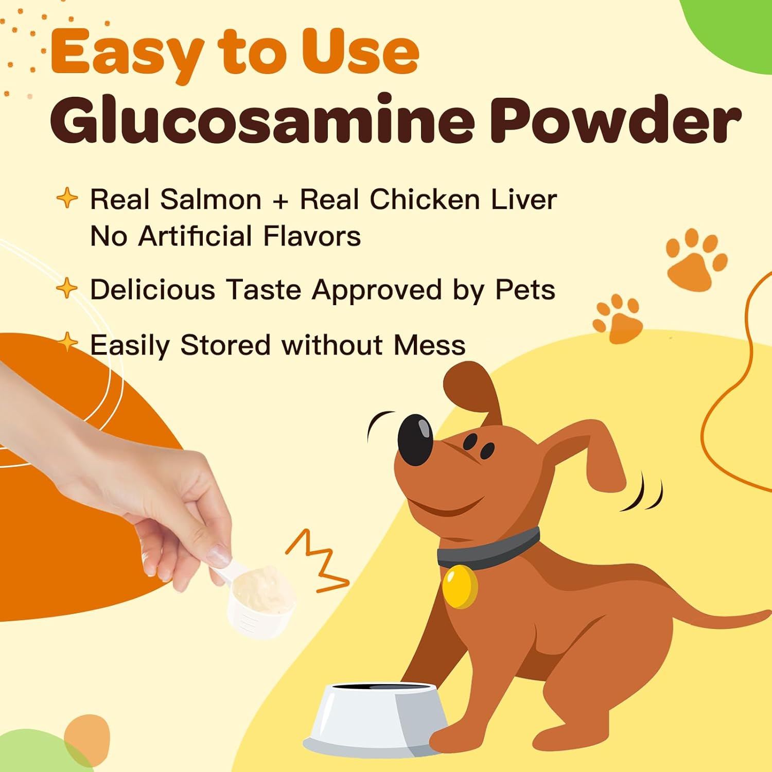 Glucosamine for Dogs, Joint Supplement for Dogs, MSM, Chondroitin, Turmeric for Hip and Joint Mobility, Joint Pain Relief, with Salmon Oil for Dogs, Omega 3 for Skin and Coat Health, 9.52 Oz Powder : Pet Supplies