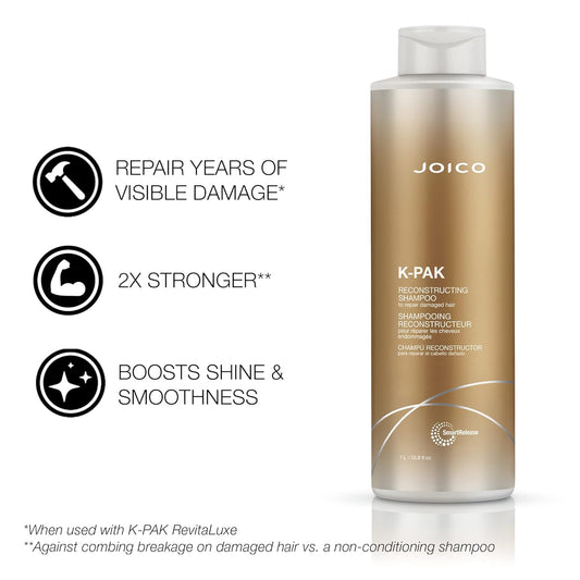 Joico K-Pak Daily Reconstructing Shampoo & Conditioner | For Damaged Hair | Restore Shine | Smooth & Detangle | Eliminate Static | With Keratin & Guajava Fruit Extract