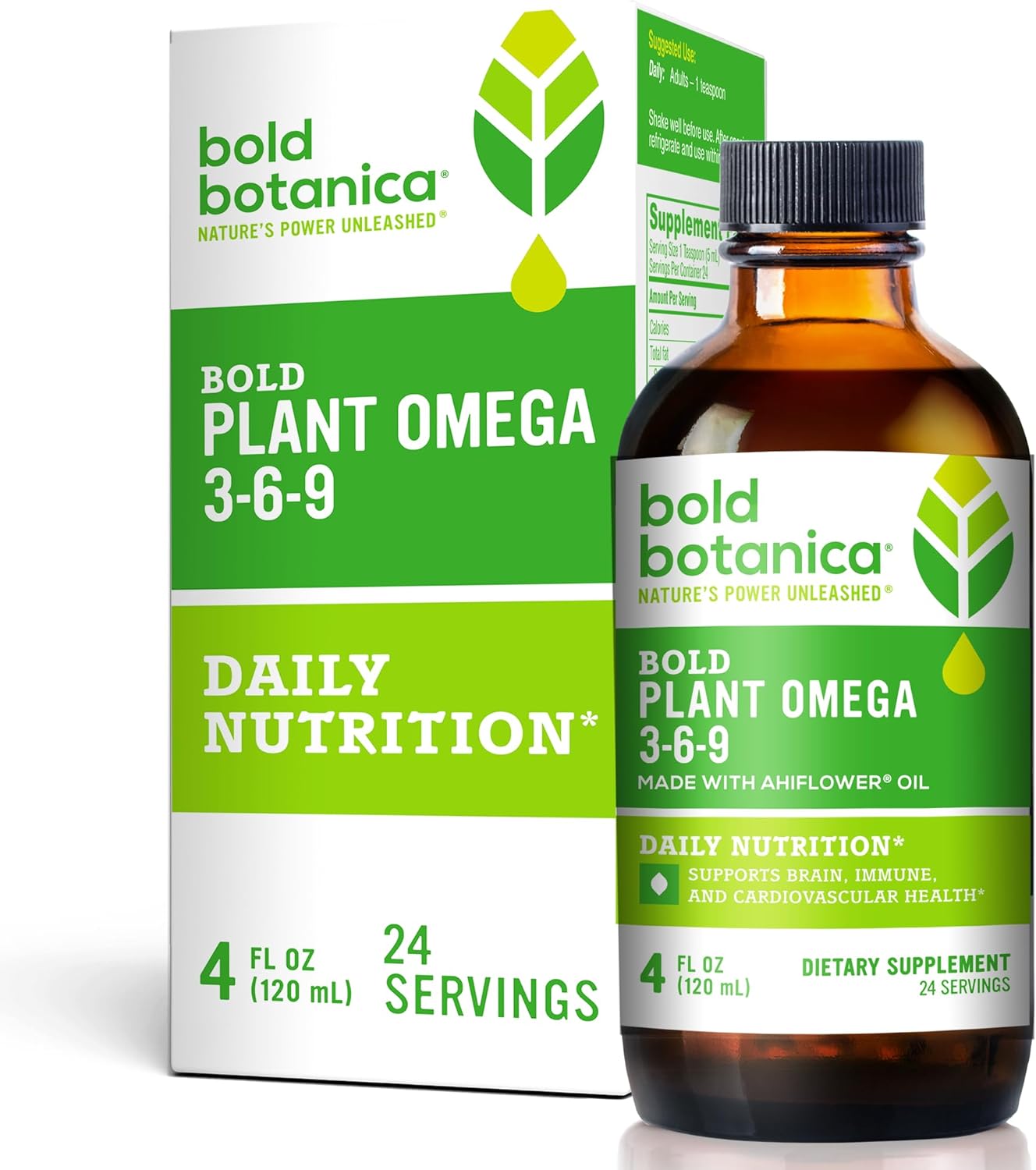 Bold Botanica Plant Omega 3-6-9, with Ahiflower Oil, Vegan Omega 3, Co