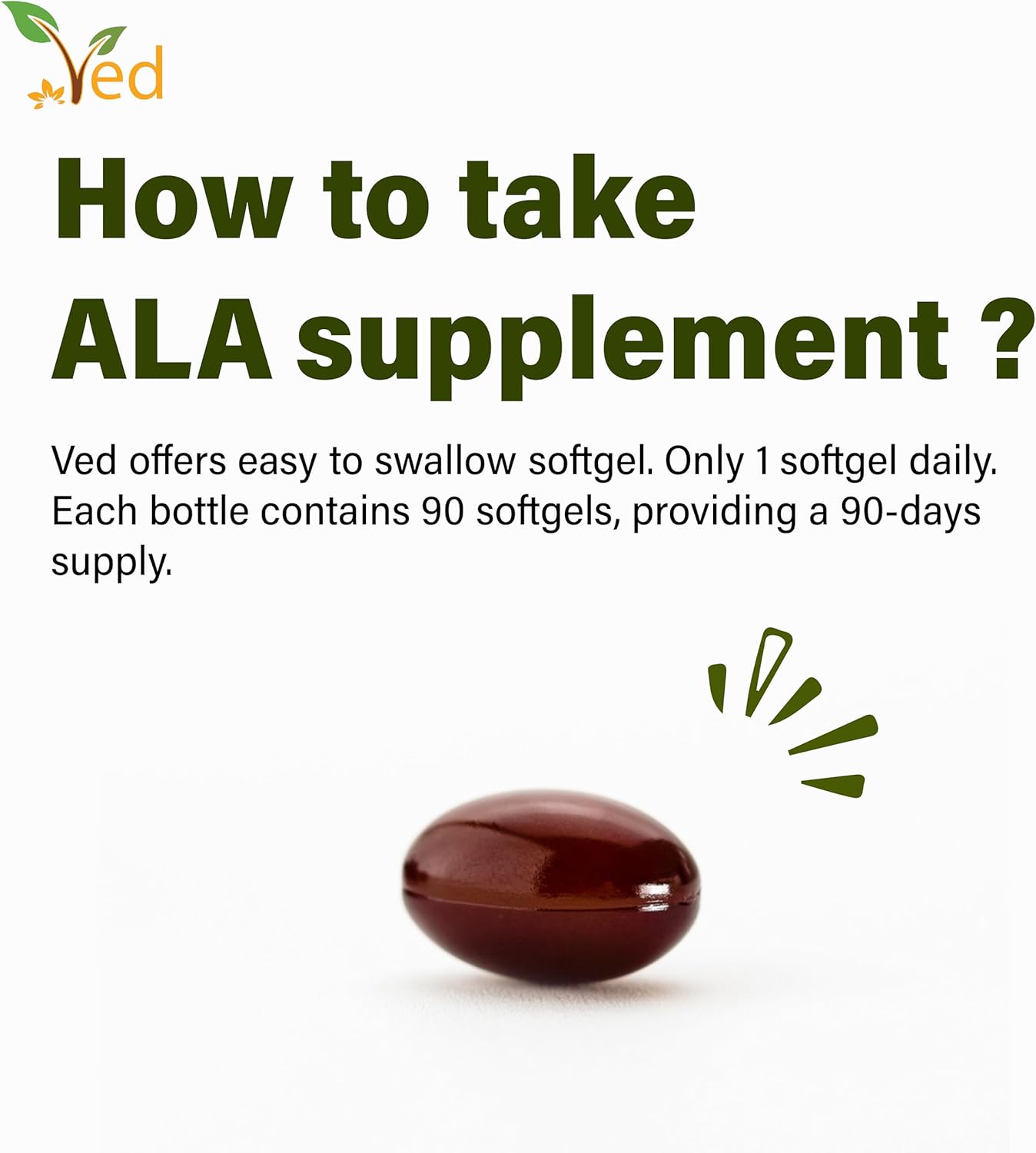 Ved Alpha Lipoic Acid | Non-GMO, Gluten Free | Helps Maintain Blood Sugar Level | 500mg, 90 Softgels : Amazon.co.uk: Health & Personal Care