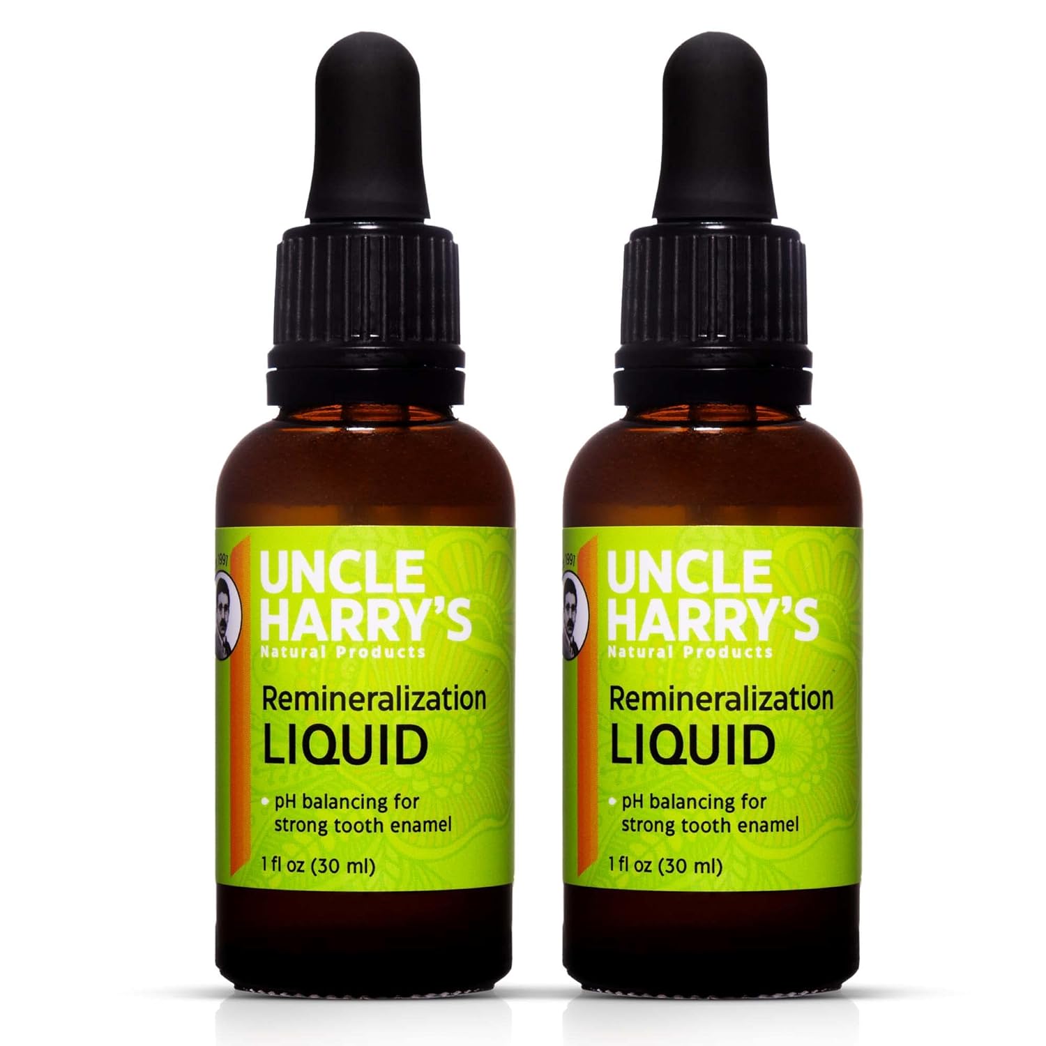 Uncle Harry's Natural & Fluoride-Free Remineralization Liquid for Tooth Enamel - Freshens Breath & Strengthens Teeth (2 Pack, 1 oz.)