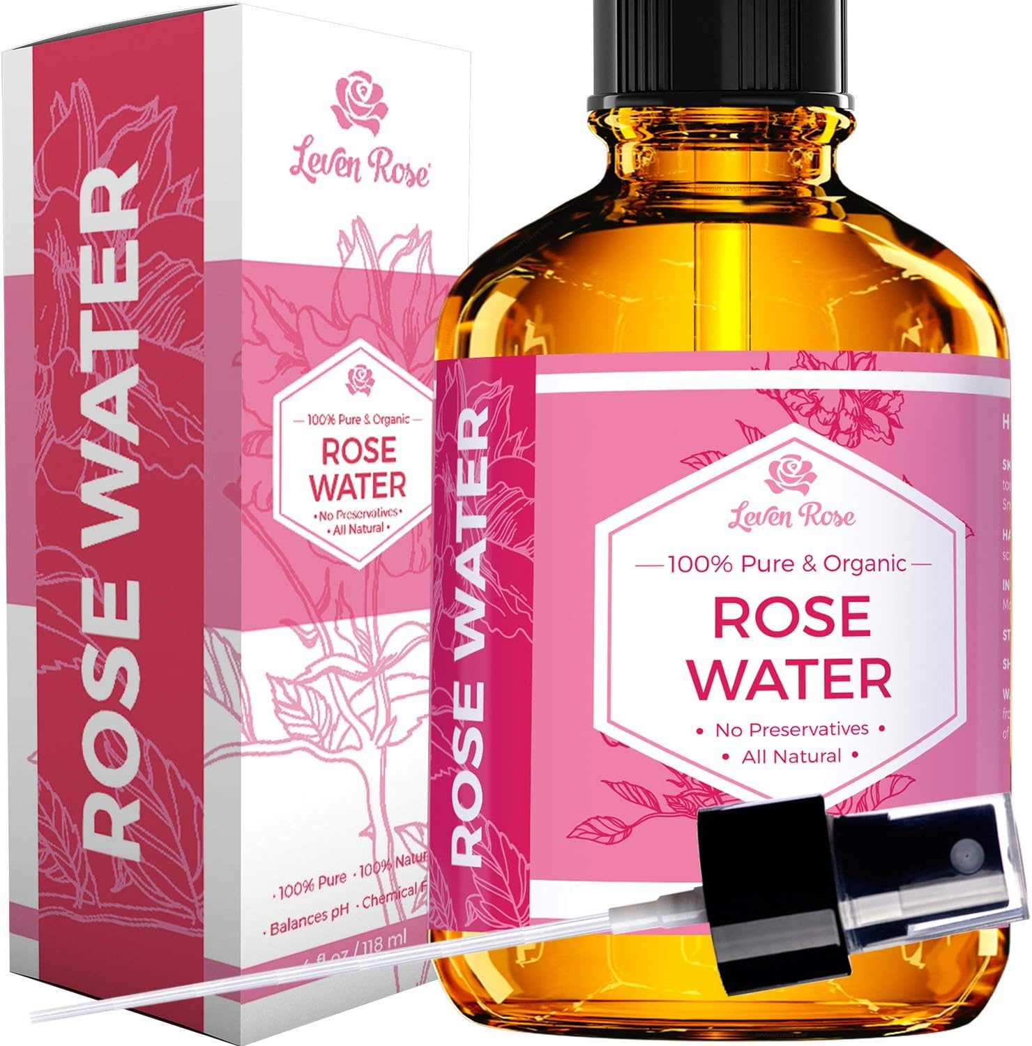Leven Rose Jojoba Oil + Rose Water For Face Facial Toner Bundle Jojoba Moisturizer For Skin Hair Body And Nails 4 Oz & Pure Moroccan Rosewater 4 Oz : Beauty & Personal Care