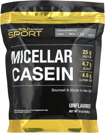 Sport, Micellar Casein, Unflavored, Slow Absorption, 16 oz (454 g), Ca