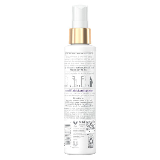 Dove Density Boost Root Lift Thickening Spray For Fuller Hair And Scalp Therapy, With Vitamin B3, Zinc And 0% Sulfates, 5 Oz