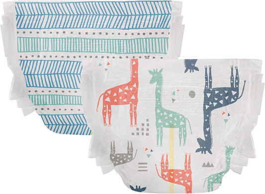 The Honest Company Clean Conscious Diapers | Plant-Based, Sustainable | Dots & Dashes + Multi-Colored Giraffes | Club Box, Size 1 (8-14 Lbs), 78 Count