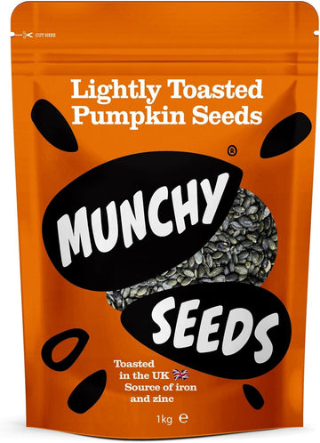 Munchy Seeds Lightly Toasted Pumpkin, Source Of Protein & Gluten Free, Packed With, From Nuts For Allergy Sufferers, Vegan Food Baking, Breakfast Cereals Granola 500G, White