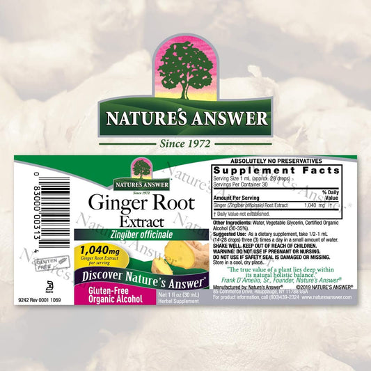 Nature's Answer Ginger Root Extract Supplement with Organic Alcohol 1   | Supports Joint Function | Supports Digestion