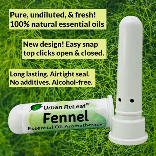 Urban Releaf Fennel Essential Oil Aromatherapy Nasal Inhaler — Pure Undiluted Herbal Oil, Easy Open Snap Top. Made In Usa. Alcohol-Free. No Mess. Pocket Size