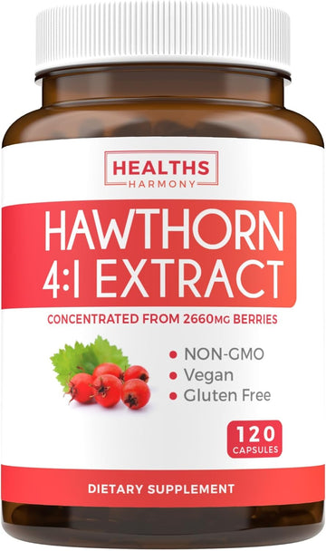Hawthorn Berry Capsules (4 Month Supply) High Strength Extract - Digestion & Heart Health Supplements - Concentrated from 2660mg Fresh Berries - Hawthorne Supplement for Men, Women