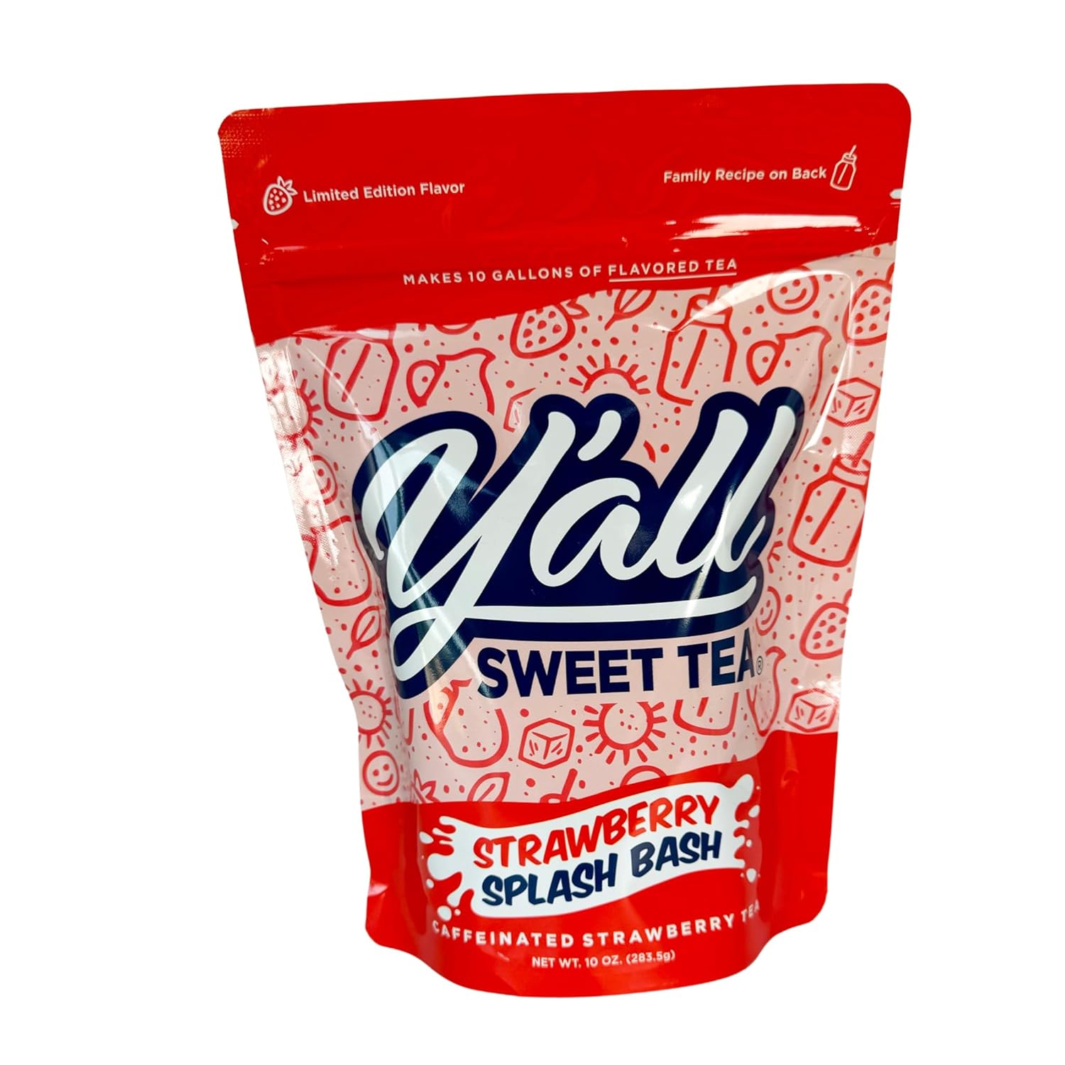 Y'All Sweet Tea - Strawberry Flavored Iced Tea Bags One Gallon Size In 10 Gallons Per Pack Quick Brew Southern Ice Tea With Ripe Strawberry Flavor | As Seen On Shark Tank (Caffeinated)